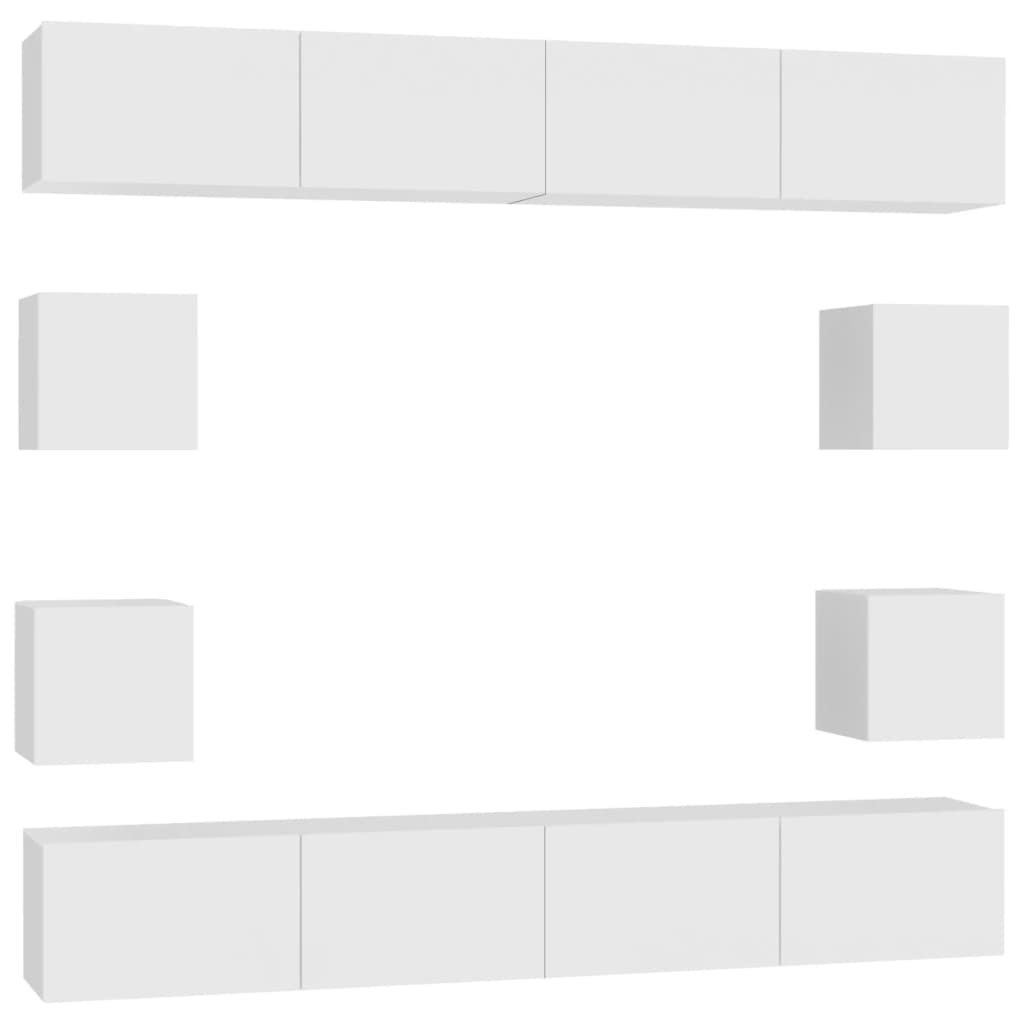 vidaXL 8-osaline telerikappide komplekt, valge, puitlaastplaat