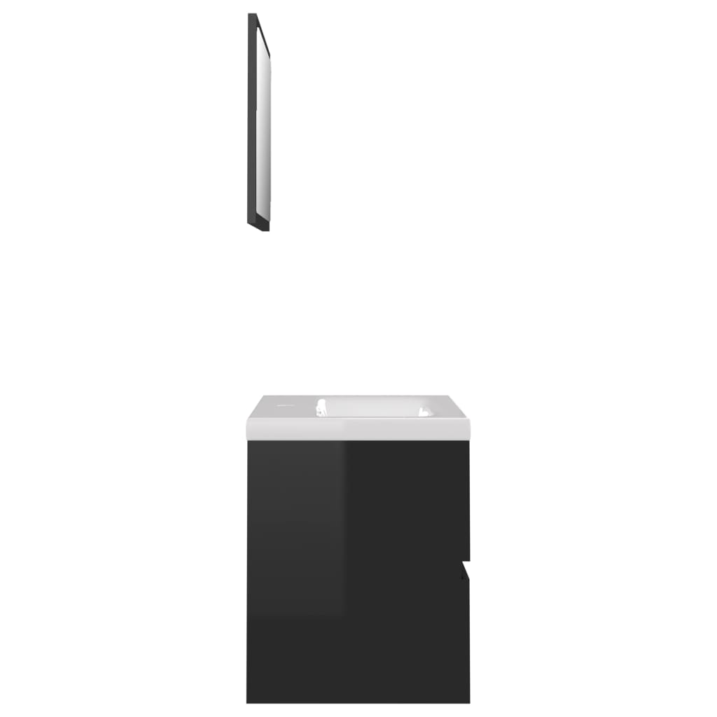 vidaXL vannitoamööbli komplekt, kõrgläikega, must, puitlaastplaat