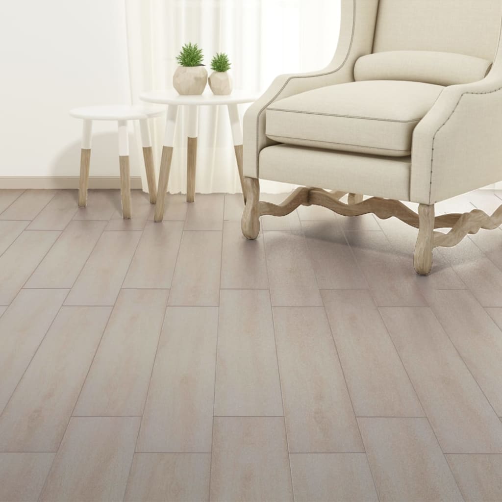 vidaXL iseliimuvad PVC põrandalauad 5,02 m², 2 mm valge tamm