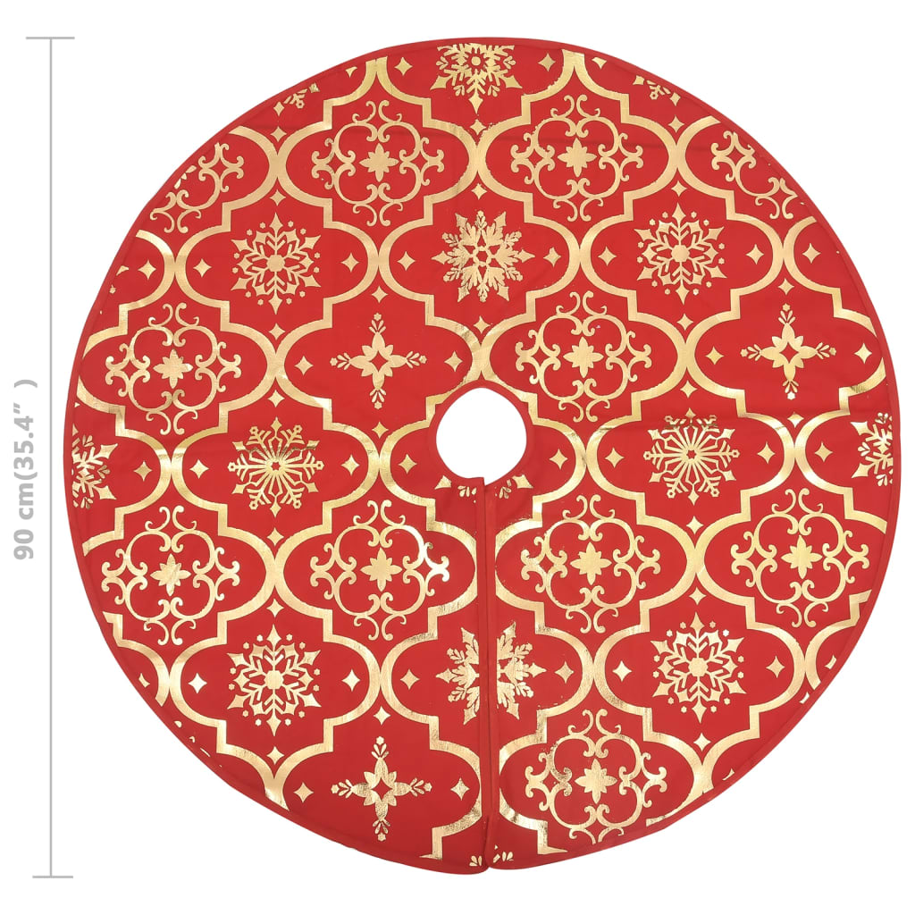 vidaXL luksuslik jõulupuu alune lina, sokiga, punane, 90 cm, kangas