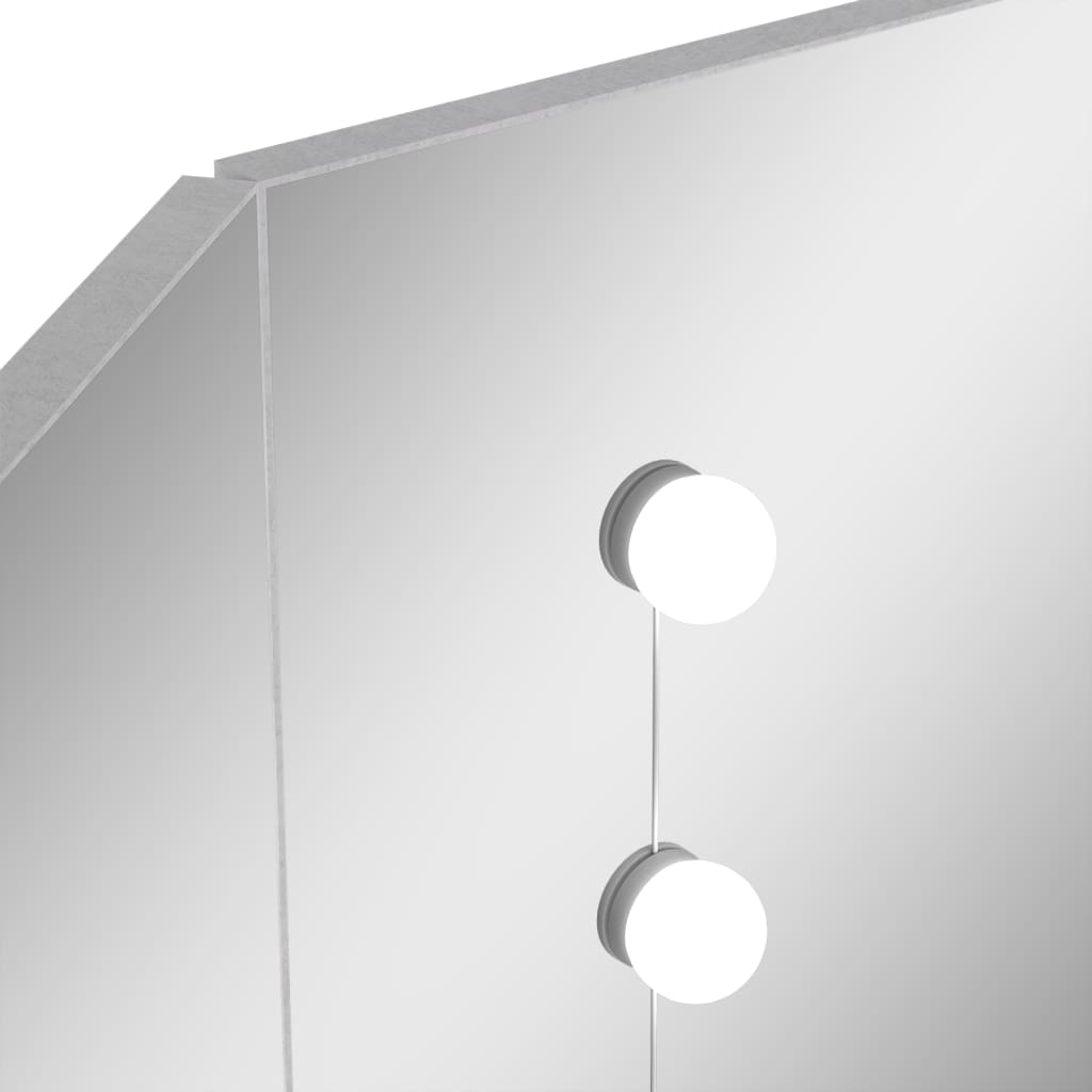vidaXL nurga tualettlaud LED-tulega, betoonhall, 111 x 54 x 141,5 cm