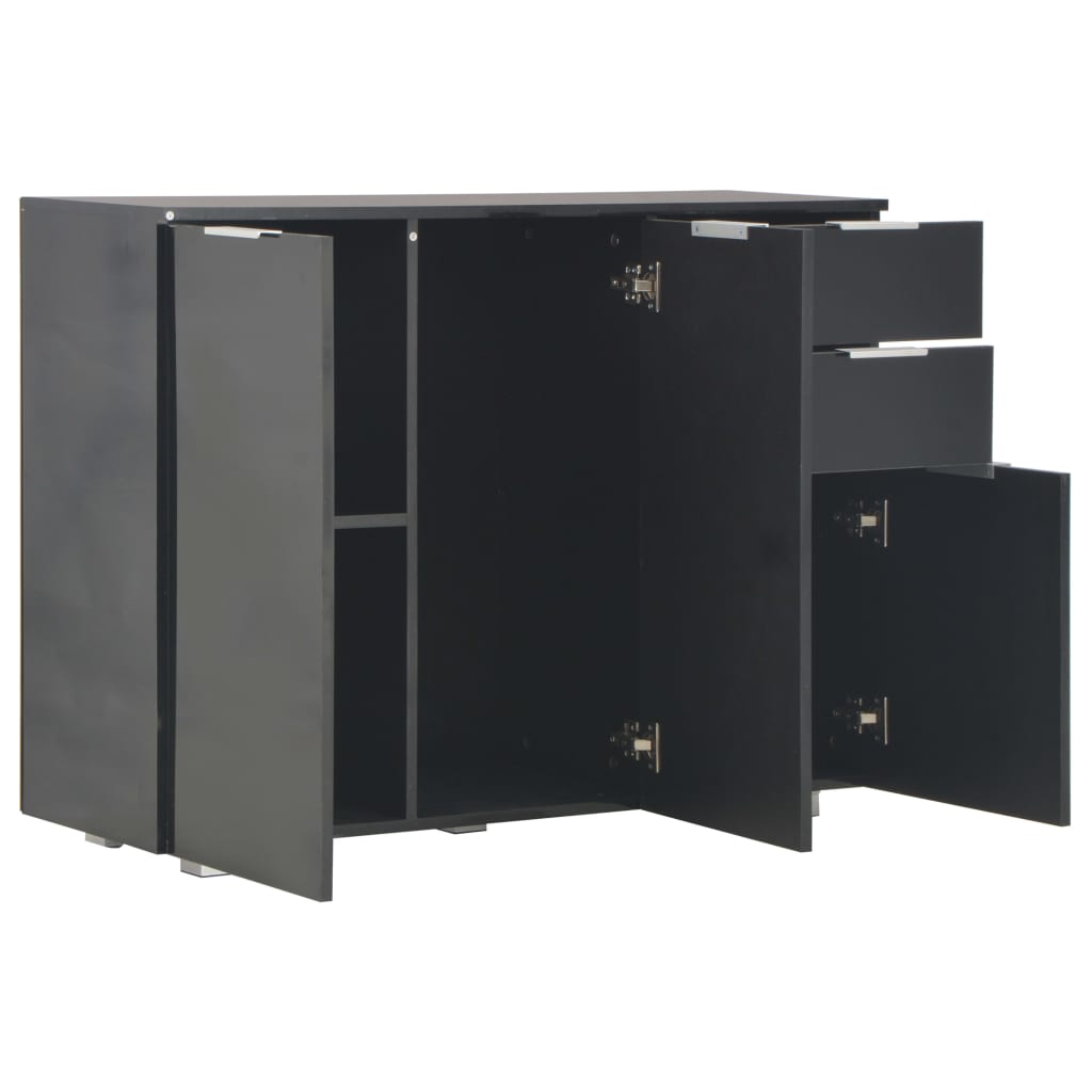 vidaXL puhvetkapp, kõrgläikega must, 107x35x80,5 cm
