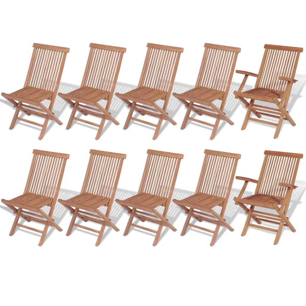vidaXL 11-osaline kokkupandav aiamööblikomplekt toolidega, tiikpuu