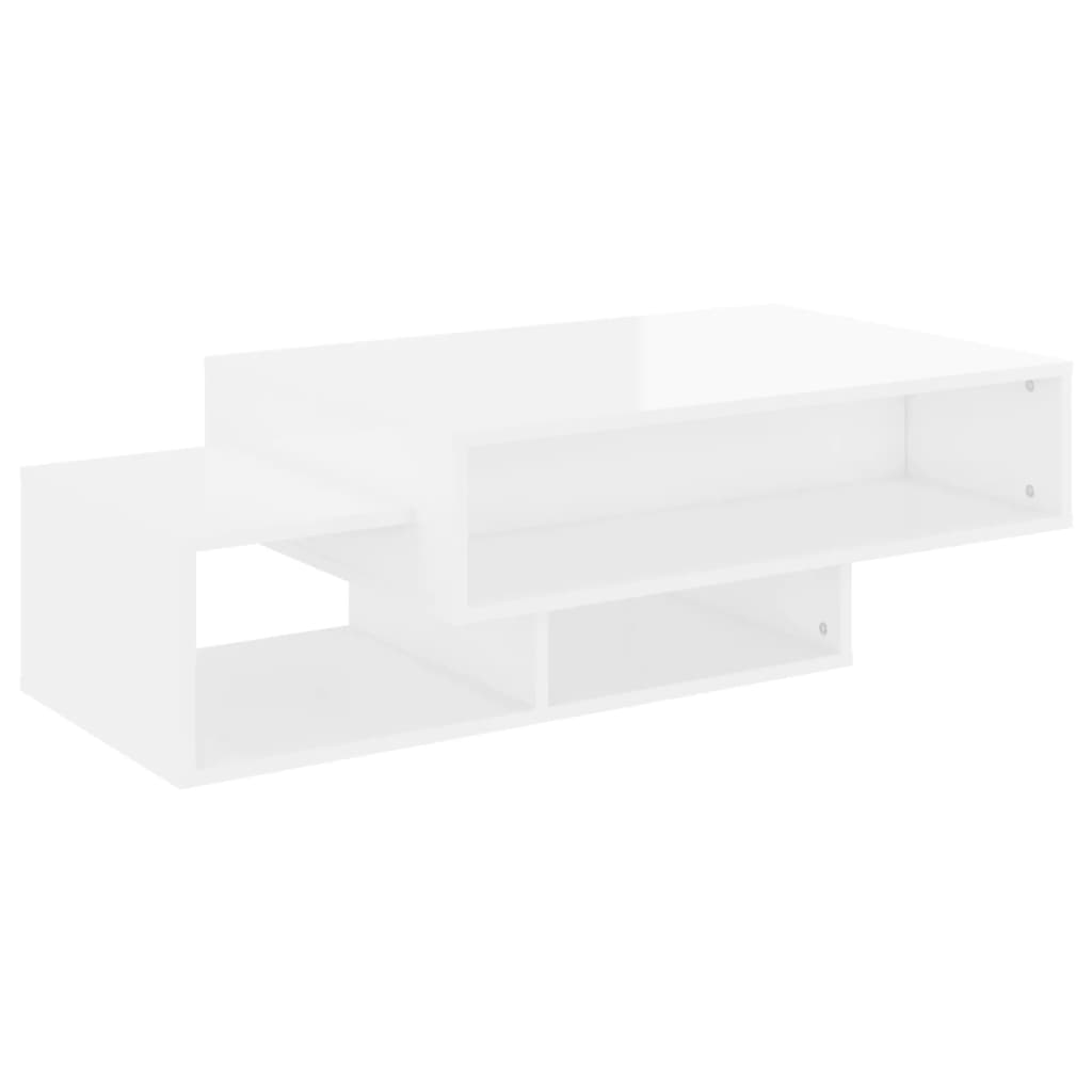 vidaXL kohvilaud, kõrgläikega valge, 105 x 55 x 32 cm puitlaastplaat