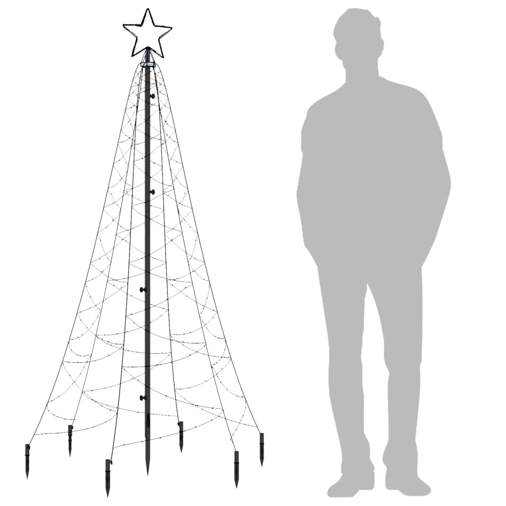 vidaXL jõulupuu vaiaga, sinine, 200 LEDi, 180 cm