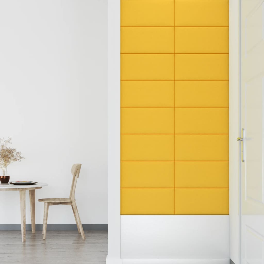 vidaXL seinapaneelid 12 tk, kollane, 60 x 30 cm, samet, 2,16 m²