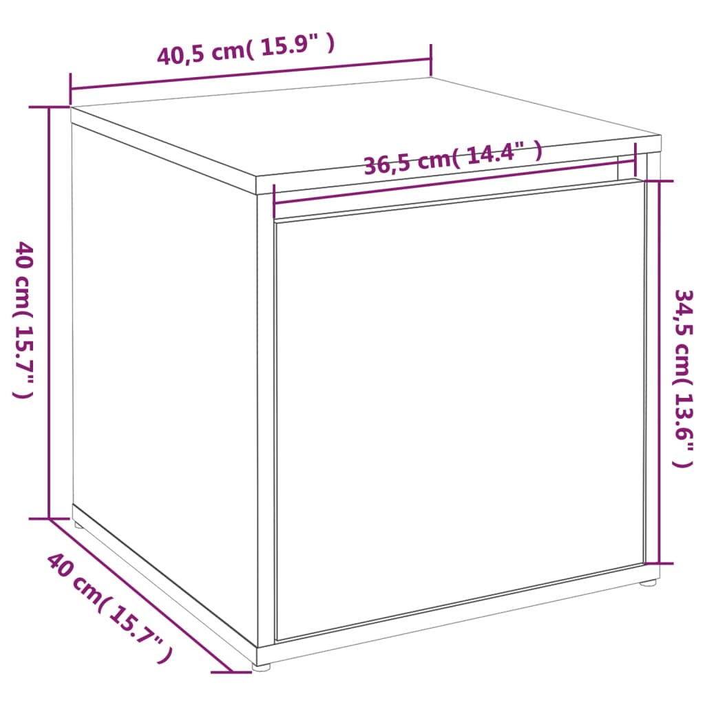 vidaXL sahtliga kapp, pruun tamm, 40,5 x 40 x 40 cm, tehispuit