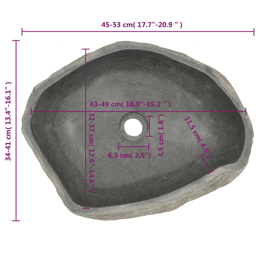 vidaXL kivist valamu, ovaalne 40-45 cm