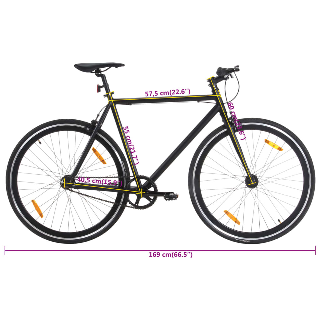 vidaXL ühekäiguline jalgratas, must, 700C 55 cm