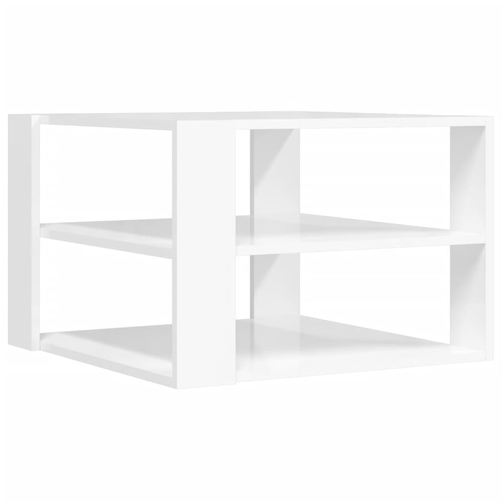 vidaXL kohvilaud, kõrgläikega valge, 59,5 x 59,5 x 40 cm, tehispuit