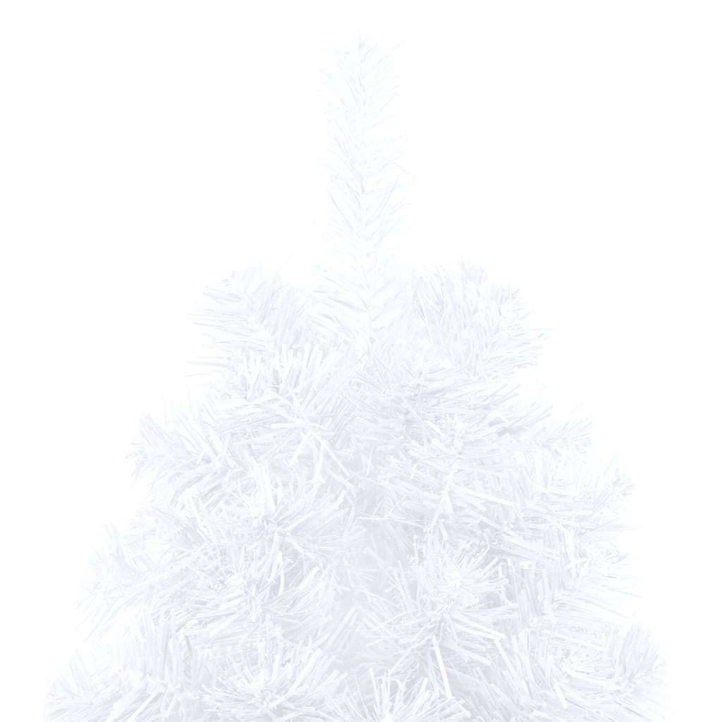vidaXL valgustusega poolik kunstkuusk, kuulidega, valge, 150 cm