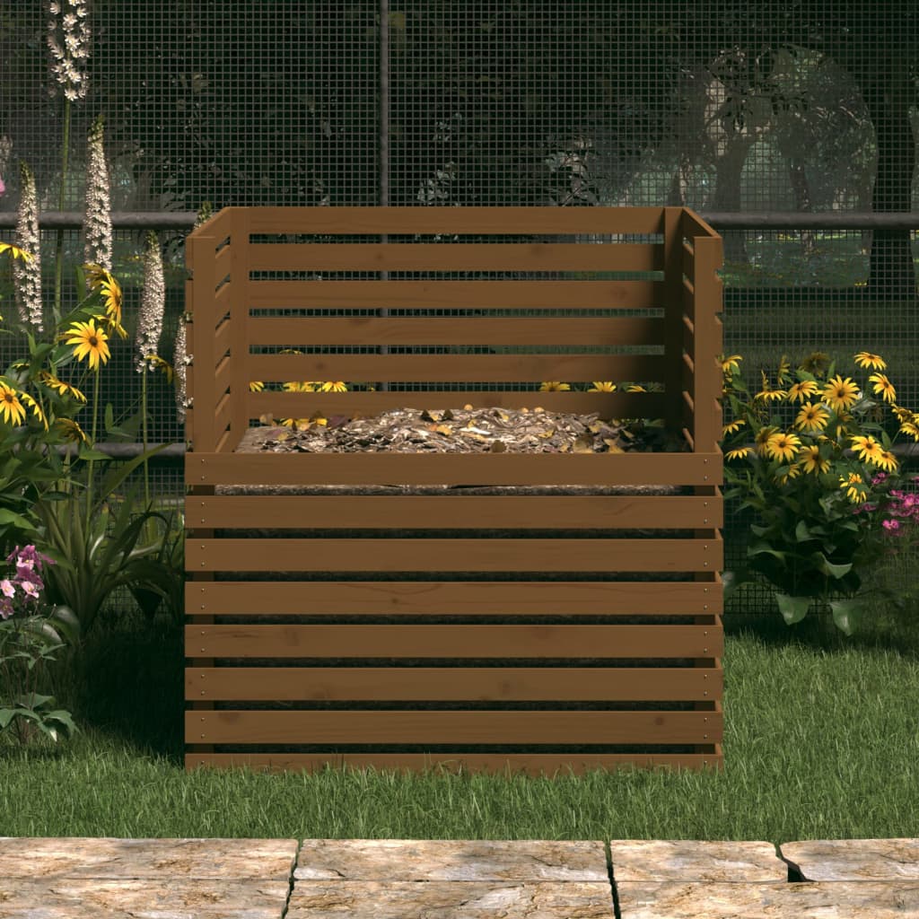 vidaXL komposter, meepruun, 100 x 100 x 102 cm, männipuit