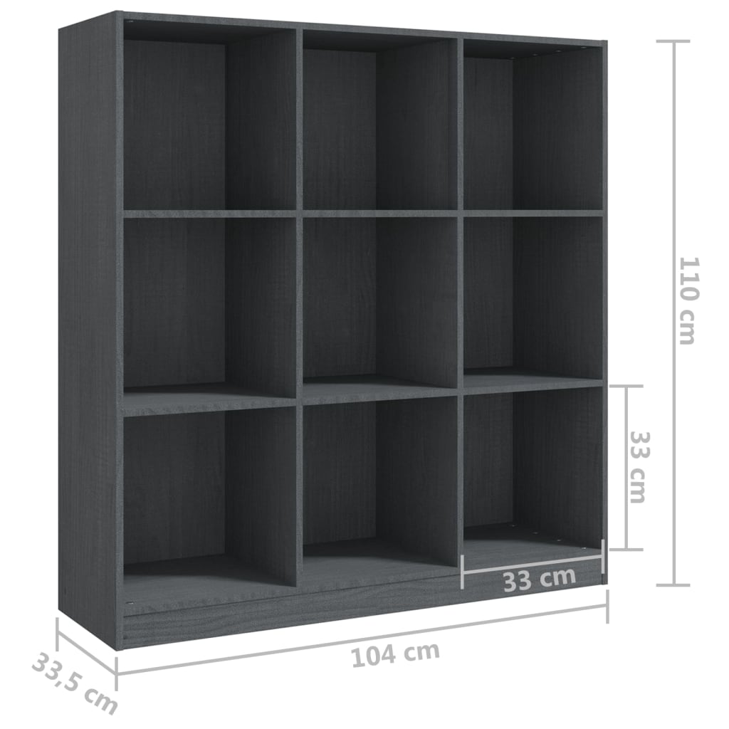 vidaXL raamaturiiul/ruumijagaja, 104 x 33,5 x 110 cm, hall, männipuit