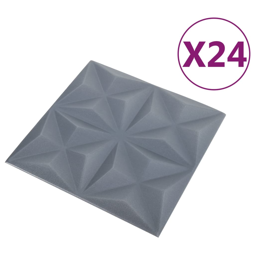 vidaXL 3D seinapaneelid, 24 tk, 50x50 cm, origamihall, 6 m²