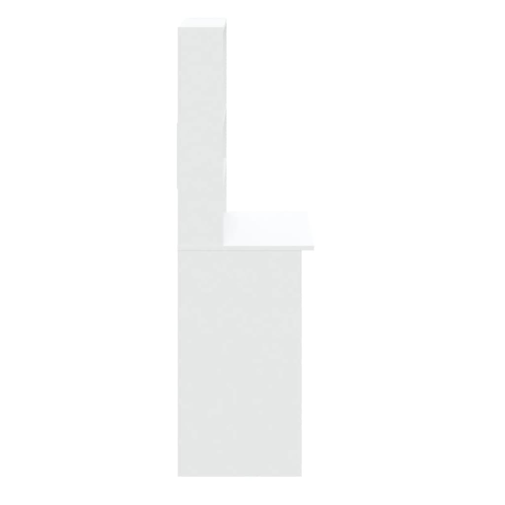 vidaXL riiulitega kirjutuslaud, valge, 102x45x148 cm tehispuit