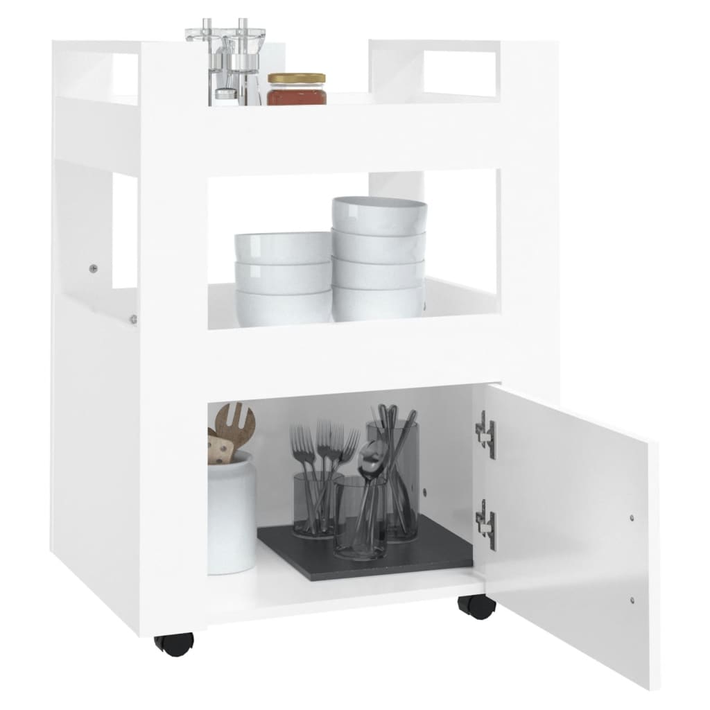 vidaXL köögikäru, kõrgläikega valge, 60 x 45 x 80 cm, tehispuit