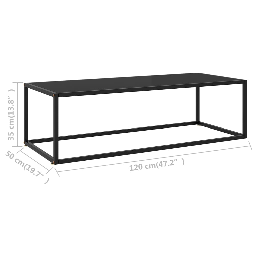 vidaXL kohvilaud, must, klaas, 120 x 50 x 35 cm