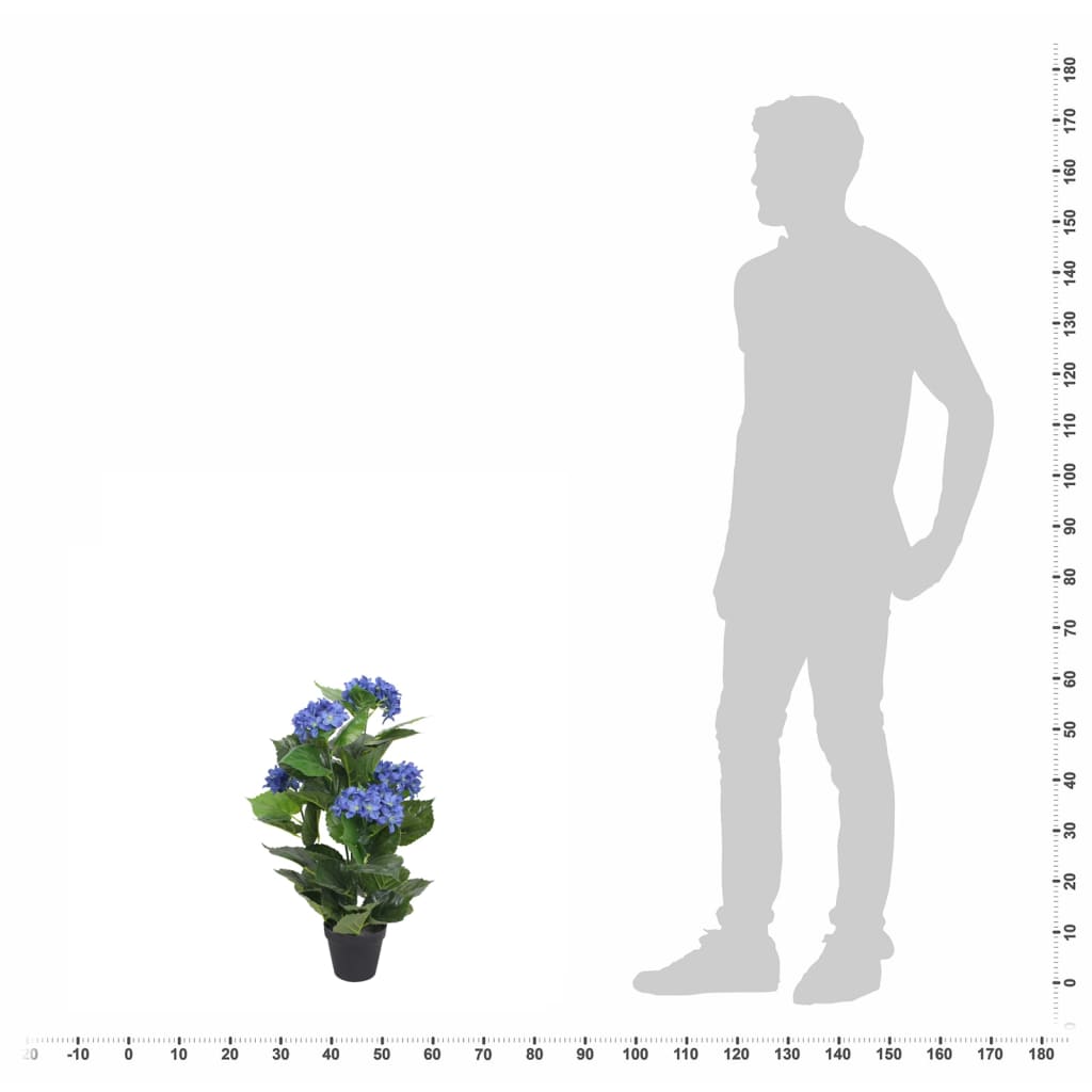 vidaXL kunsttaim hortensia potiga, 60 cm, sinine