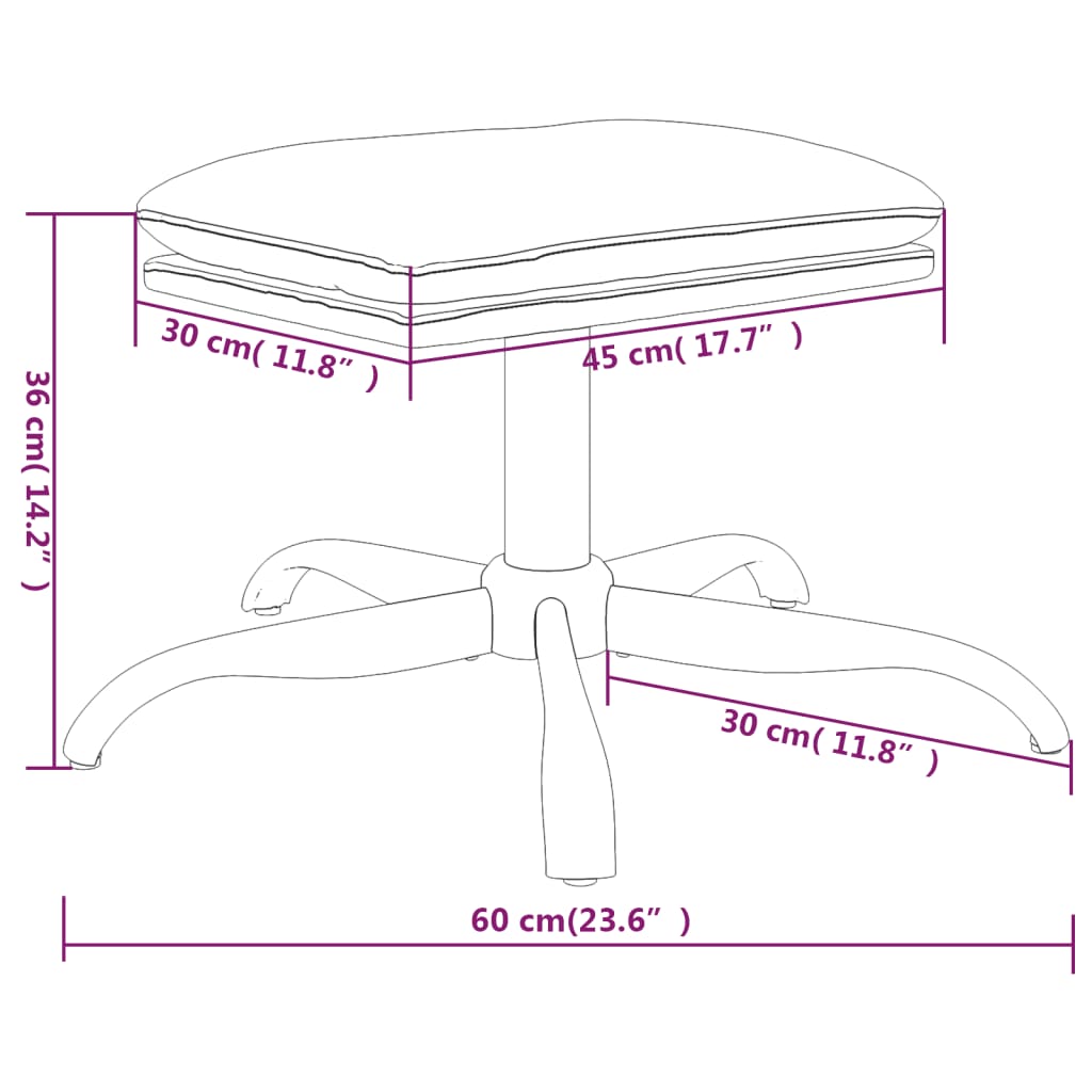 vidaXL jalapink, kreemjas, 60x60x36 cm, mikrofiiber kangas