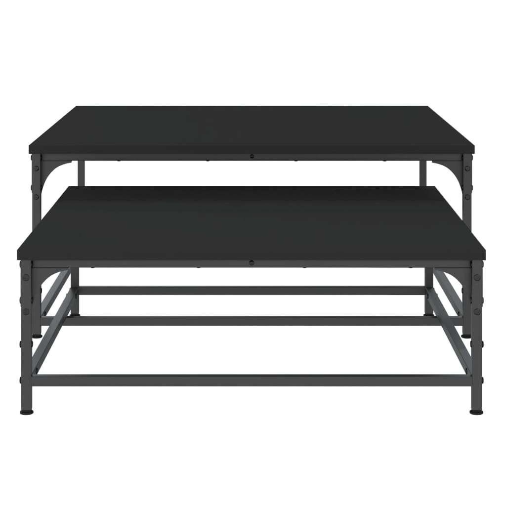 vidaXL üksteise alla mahtuvad lauad 2 tk, must, tehispuit