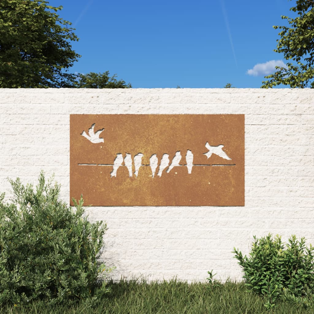 vidaXL aia seinakaunistus, 105x55 cm, Corteni teras, linnudisain