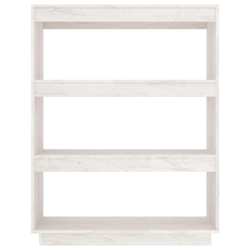 vidaXL raamaturiiul/ruumijagaja, valge, 80x35x103 cm, täismännipuit
