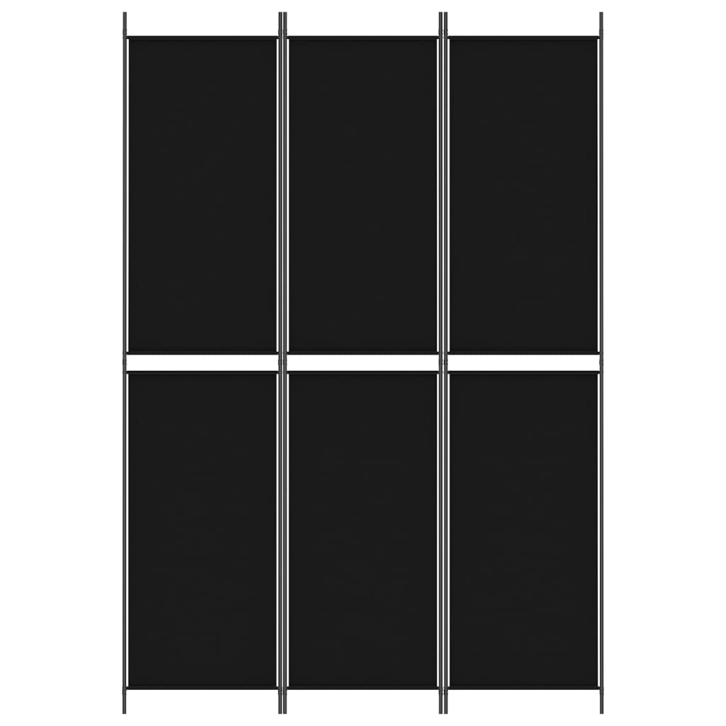 vidaXL 3 paneeliga ruumijagaja, must, 150x220 cm, kangas