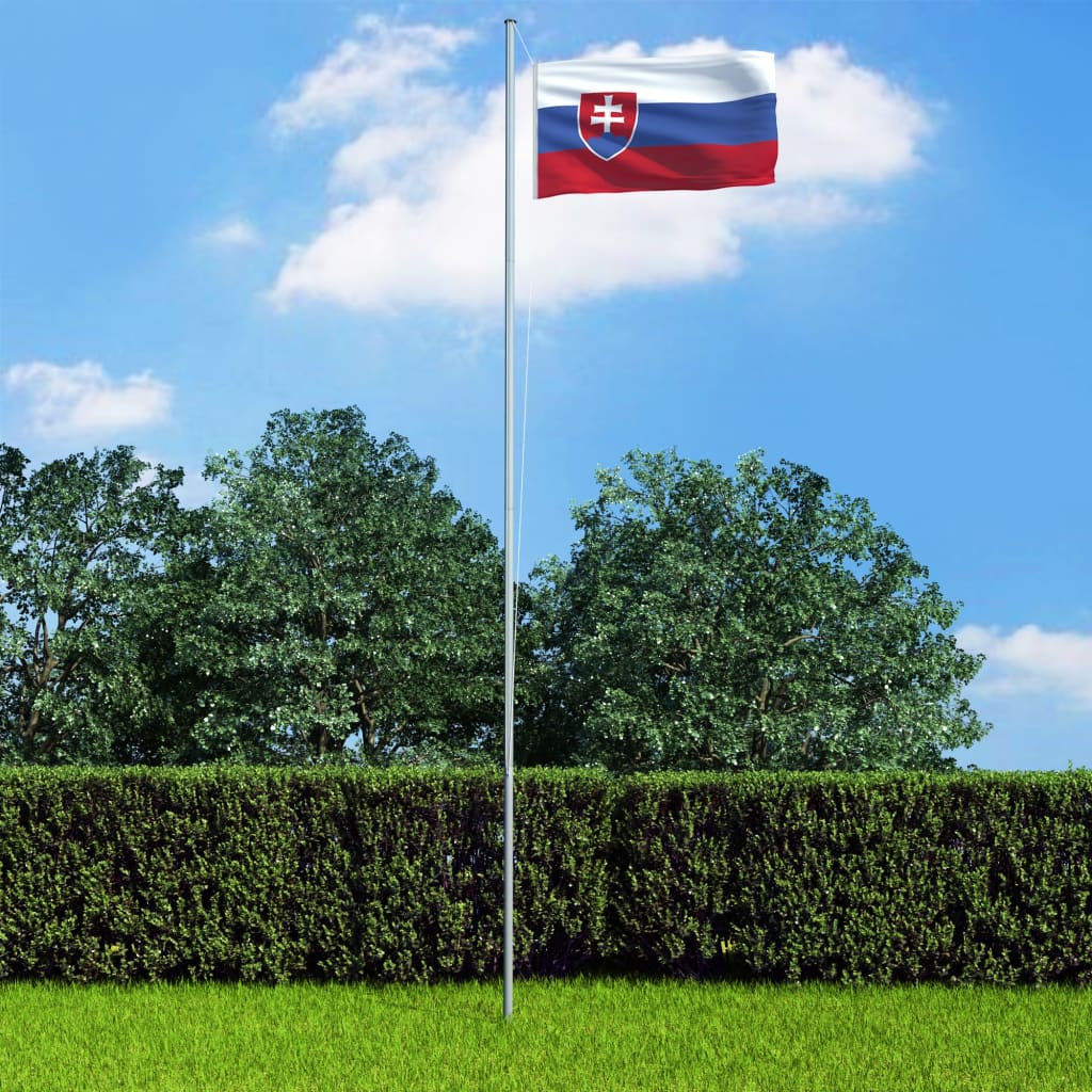 vidaXL Slovakkia lipp ja lipumast, alumiinium, 4 m