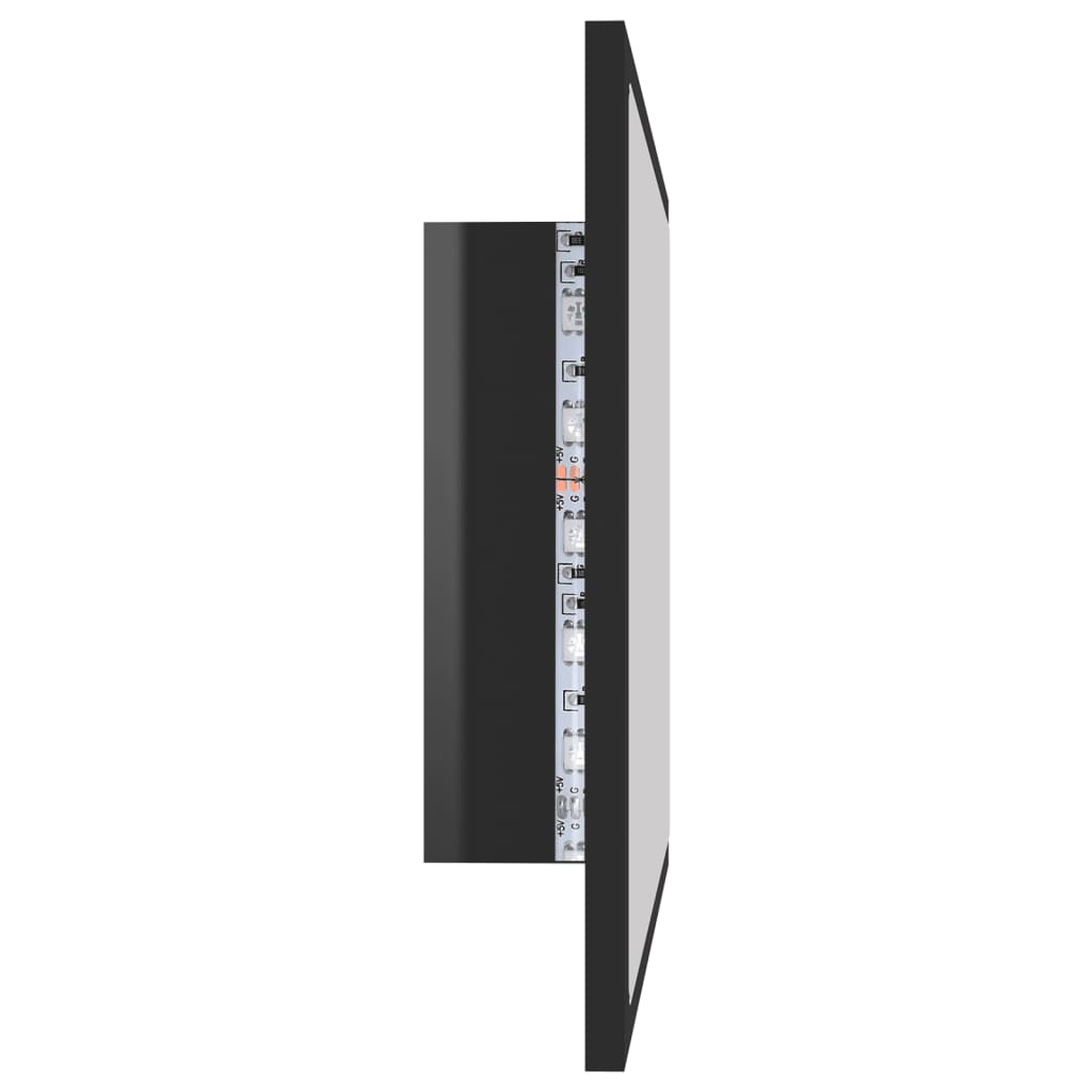 vidaXL LED vannitoa peeglikapp, kõrgläikega must, 60x8,5x37 cm, akrüül