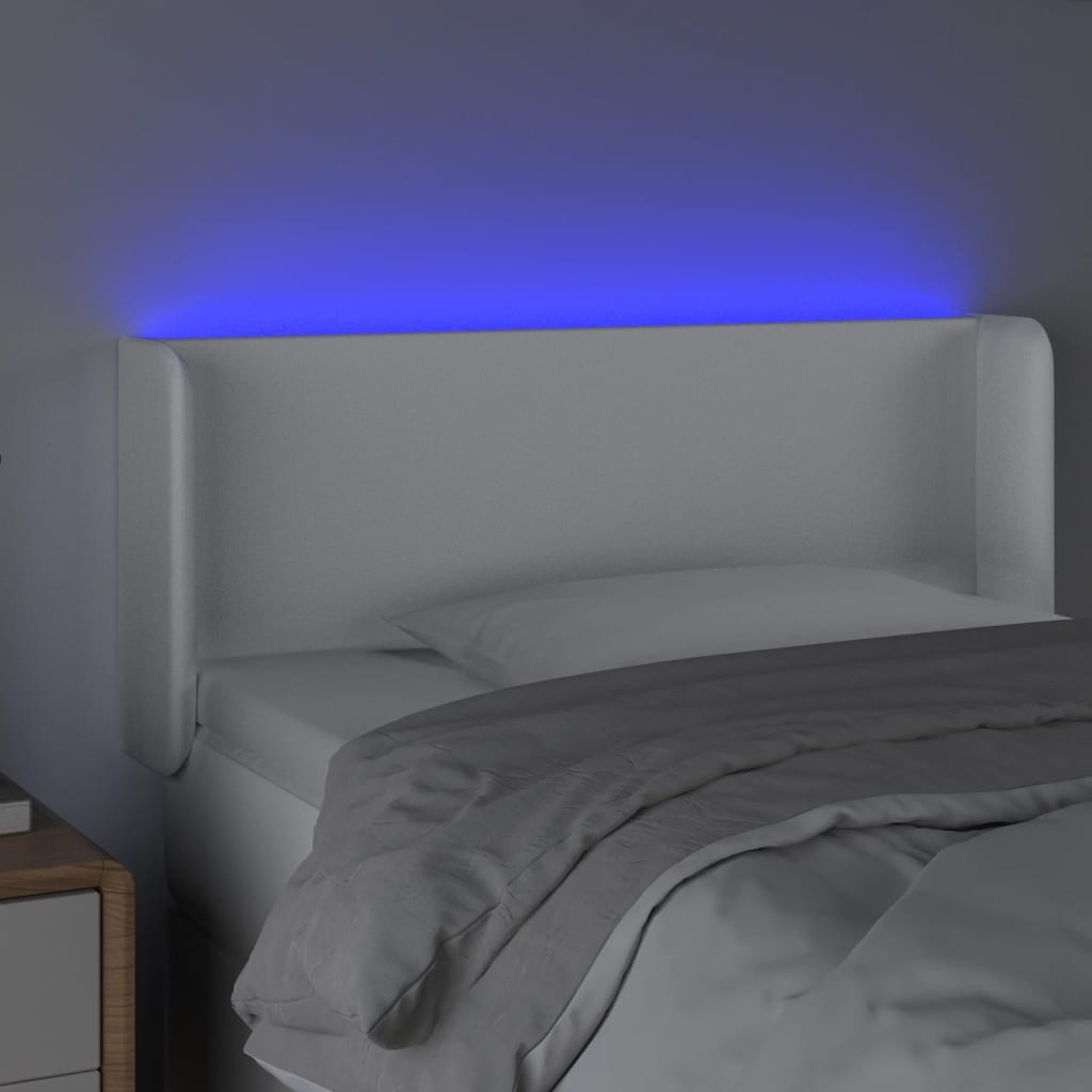 vidaXL LED-voodipeats, valge, 83x16x78/88 cm, kunstnahk