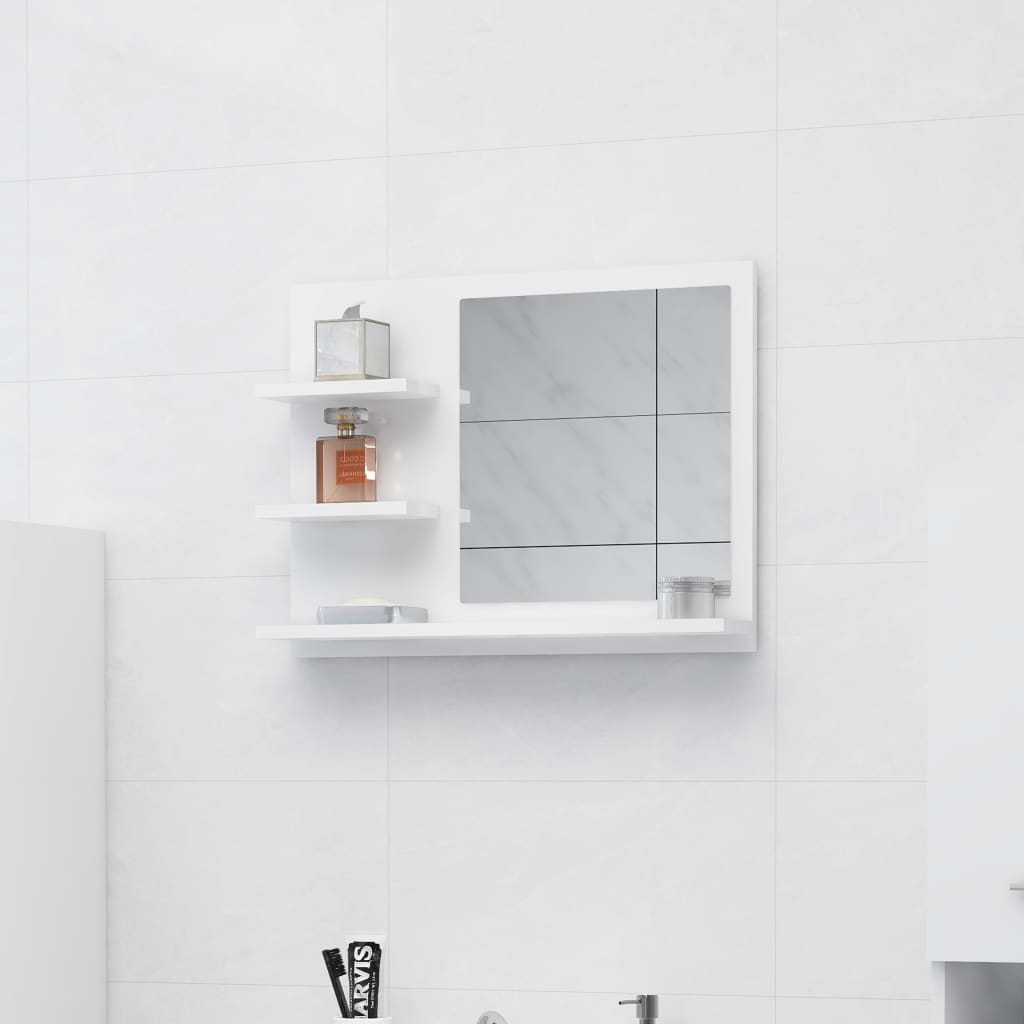 vidaXL vannitoa peeglikapp, kõrgläikega valge, 60 x 10,5 x 45 cm, puitlaastplaat