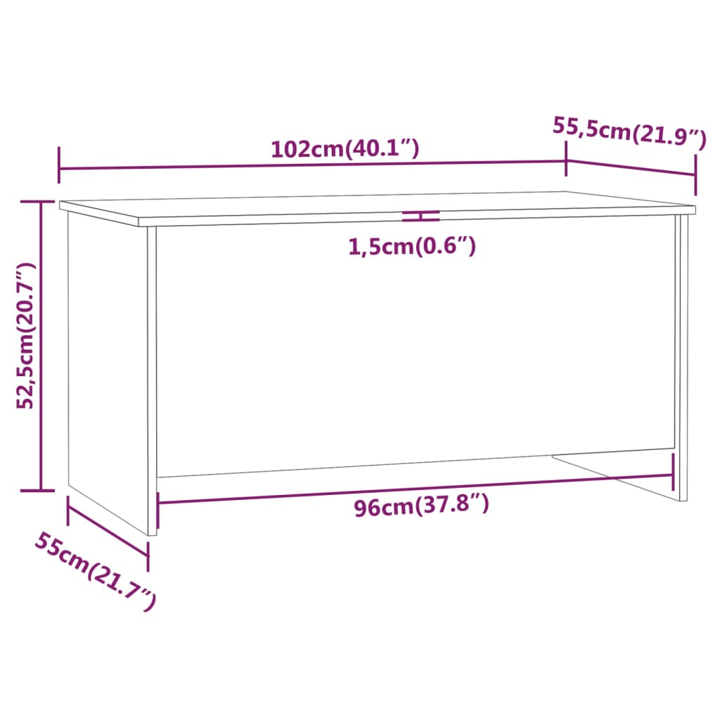 vidaXL kohvilaud, Sonoma tamm, 102x55,5x52,5 cm, tehispuit