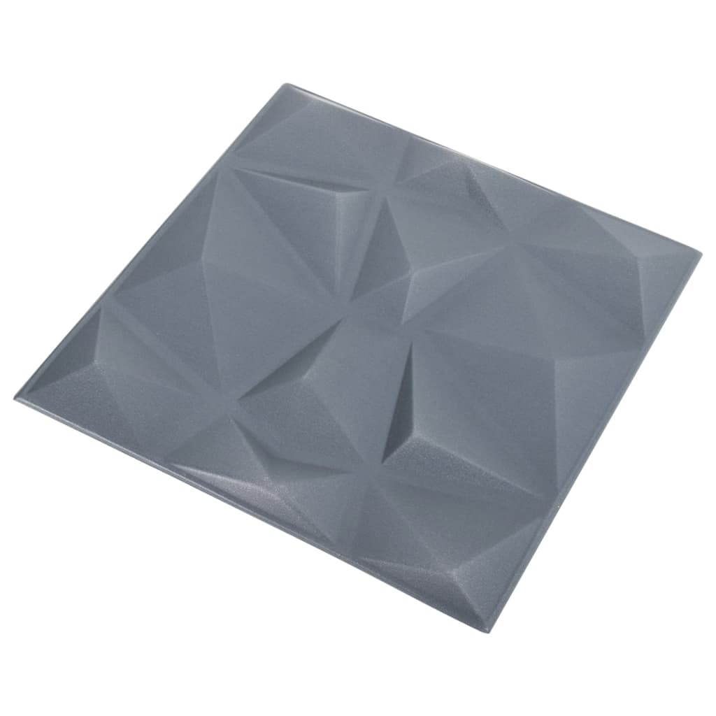vidaXL 3D seinapaneelid, 12 tk, 50x50 cm, teemanthall, 3 m²