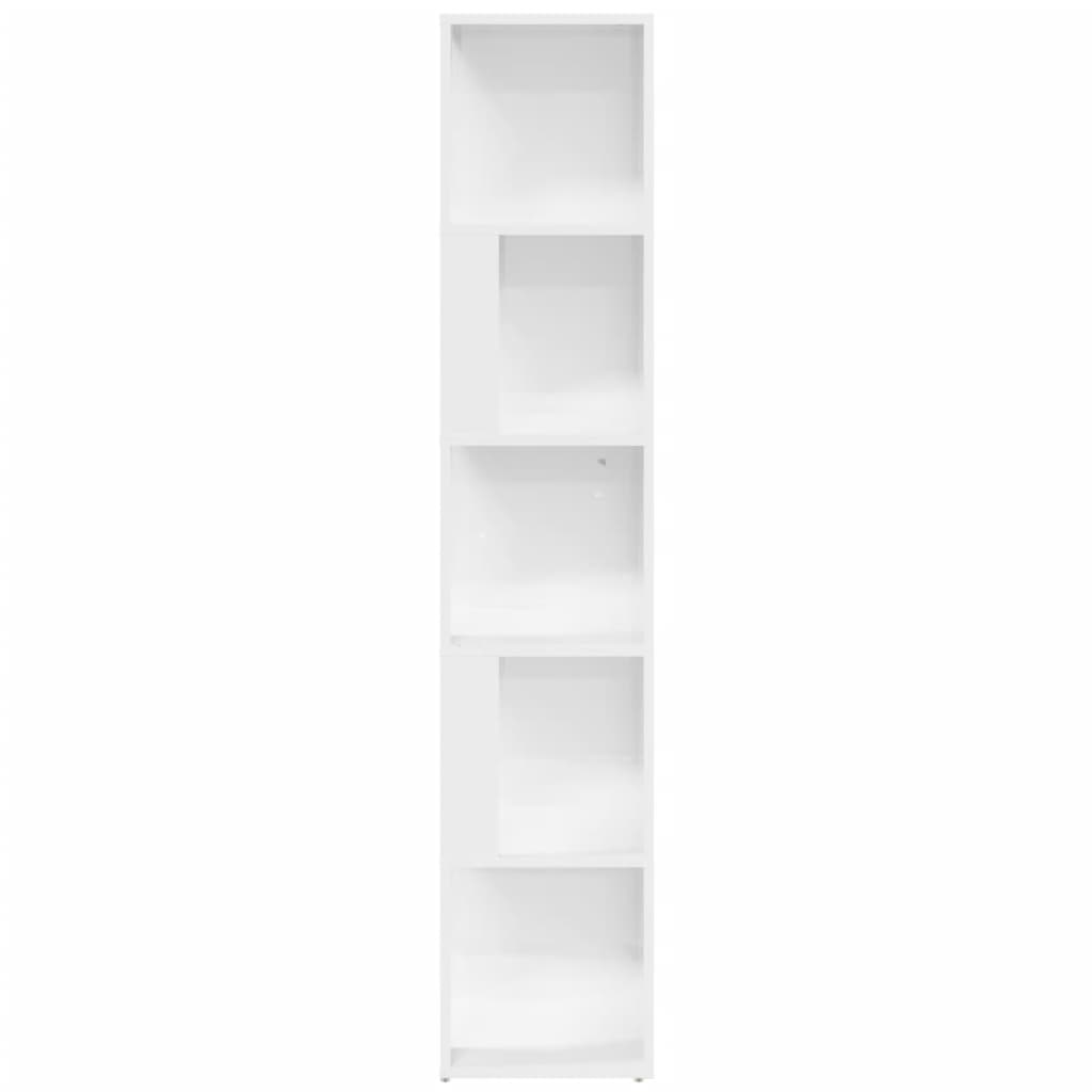 vidaXL nurgakapp, kõrgläikega valge, 33x33x164,5 cm, puitlaastplat