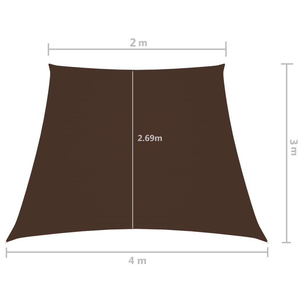 vidaXL oxford-kangast päikesepuri trapets, 2/4x3 m m pruun
