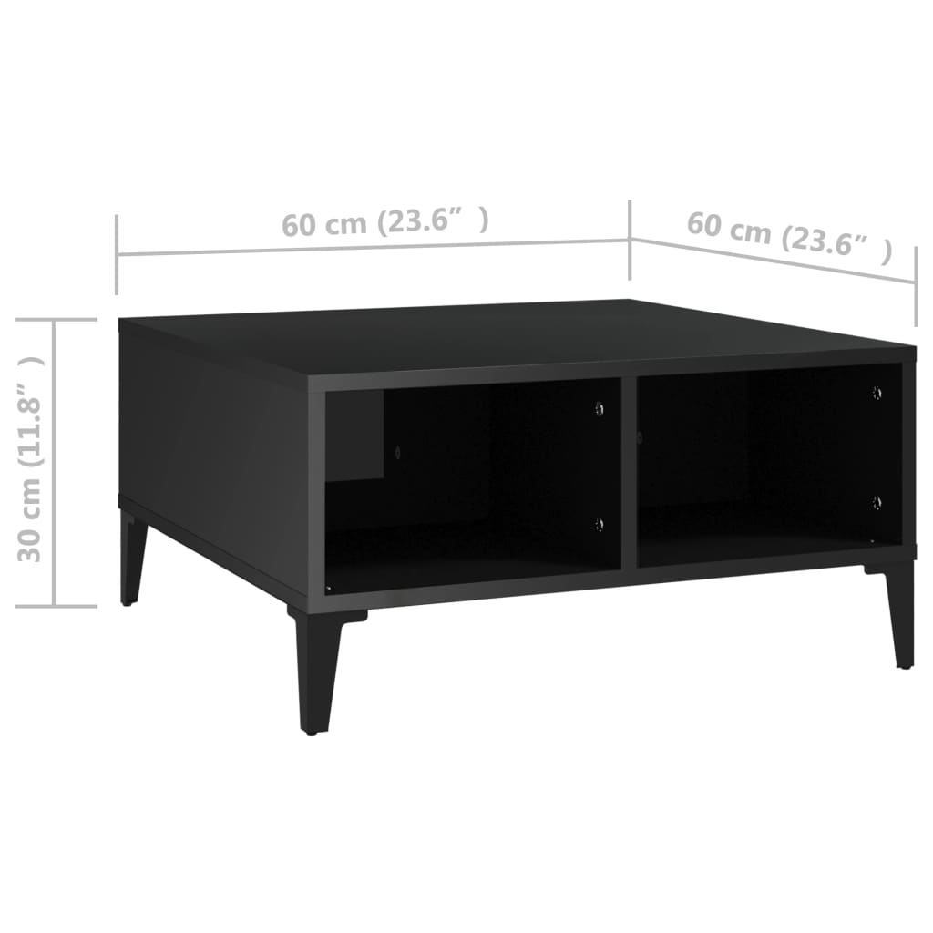 vidaXL kohvilaud, kõrgläikega must, 60 x 60 x 30 cm, puitlaastplaat