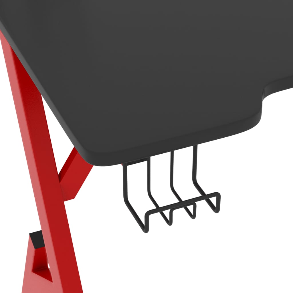 vidaXL mänguri arvutilaud K-jalgadega, must ja punane, 110x60x75 cm