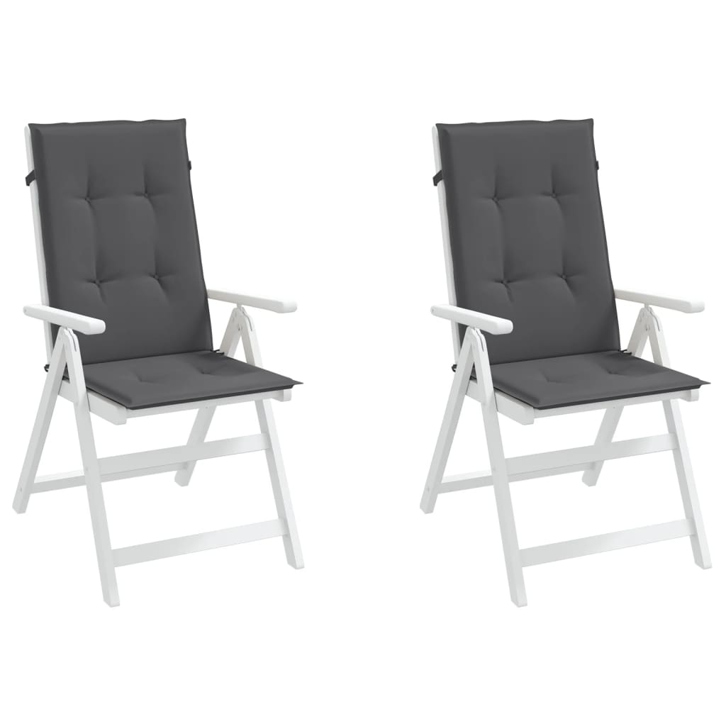 vidaXL kõrge seljatoega toolipadjad 2 tk antratsiit 120x50x3 cm kangas