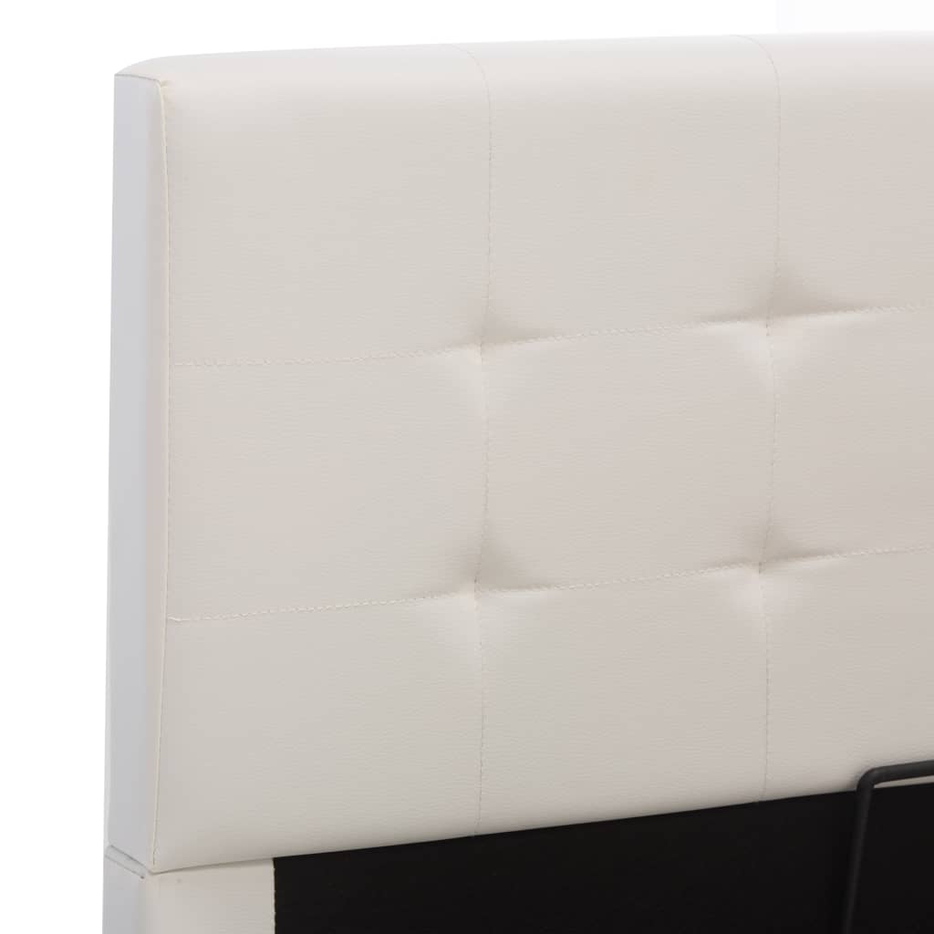 vidaXL hüdrauliline hoiukastiga voodiraam valge kunstnahk 120x200 cm