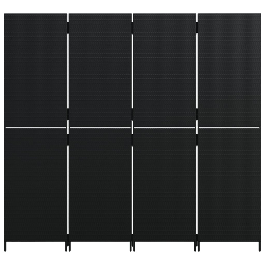 vidaXL 4 paneeliga ruumijagaja, must, polürotang