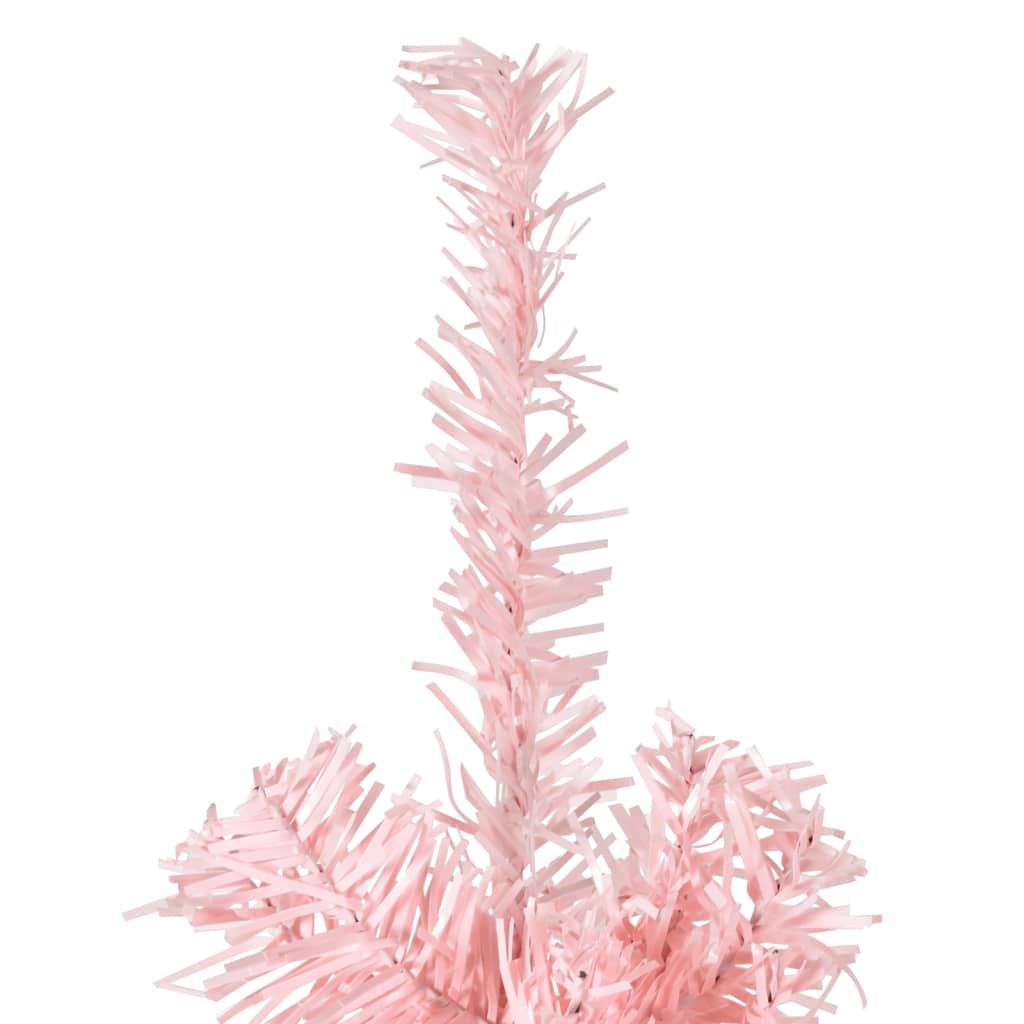 vidaXL kitsas poolik kunstkuusk alusega, roosa, 210 cm