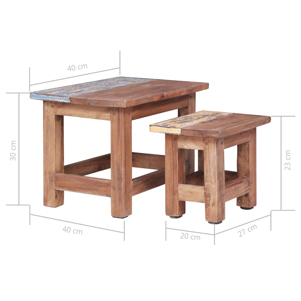 vidaXL üksteise alla mahtuvad lauad, 2 tk, taaskasutatud puit