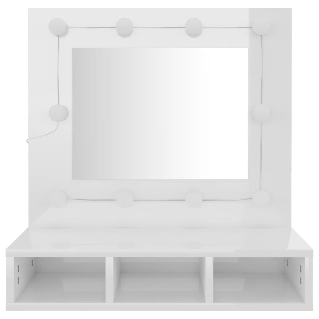 vidaXL peegelkapp kõrgläikega valge LEDiga 60x31,5x62 cm