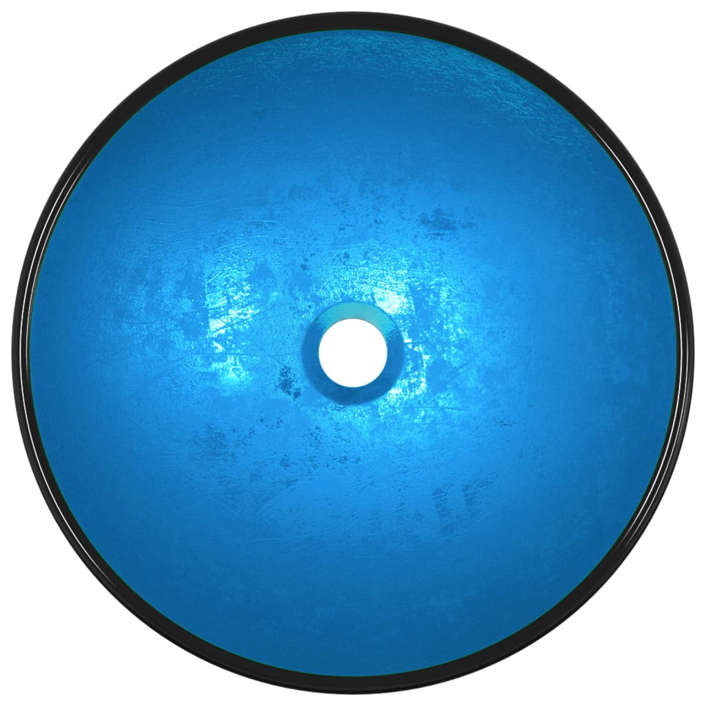 vidaXL valamu, karastatud klaas, 42 x 14 cm, sinine