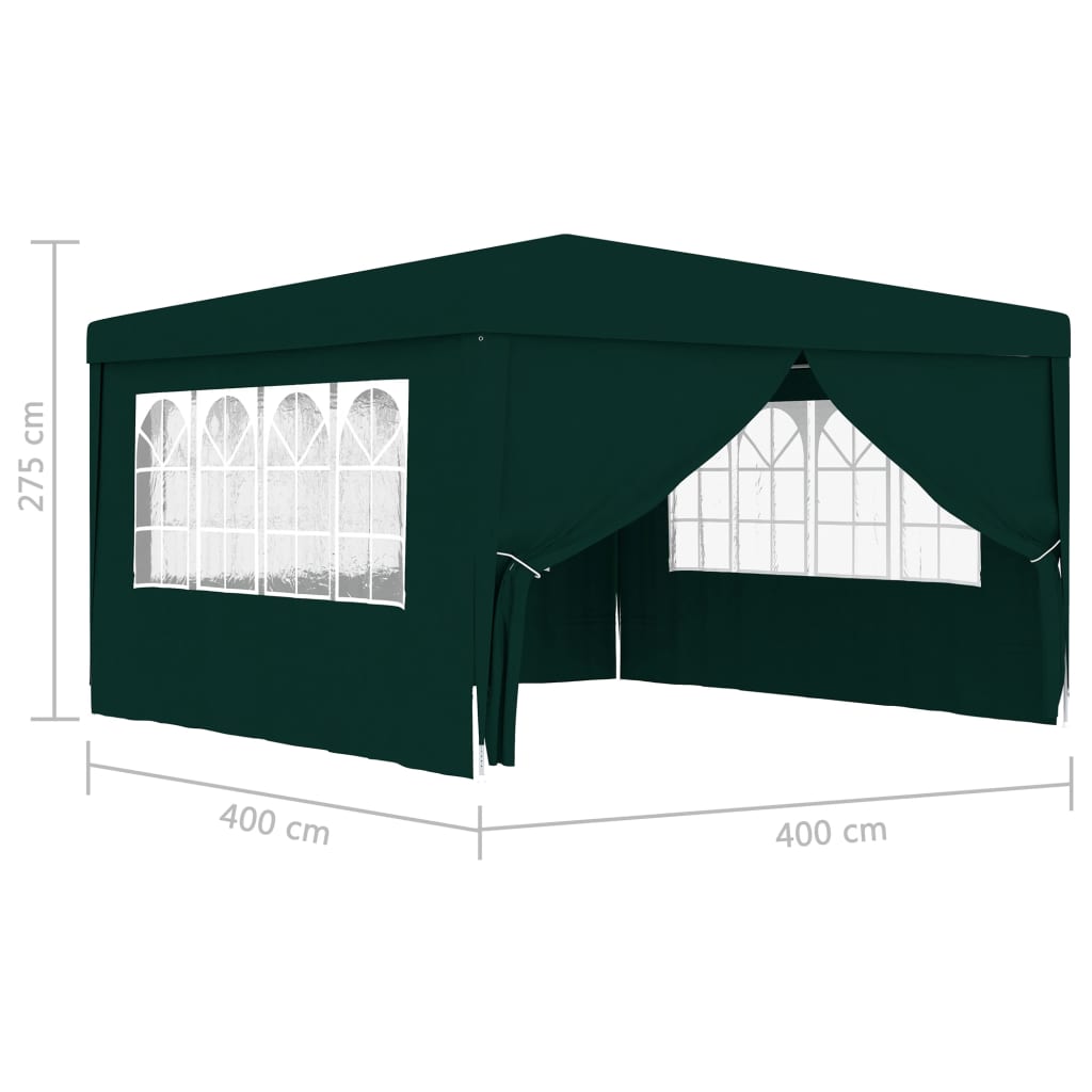 vidaXL professionaalne peotelk külgseintega, 4x4 m, roheline 90 g/m²