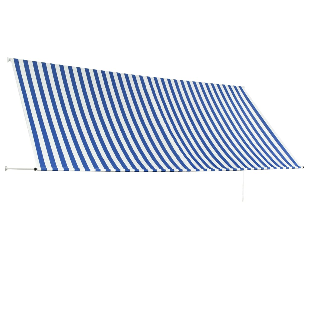 vidaXL sissetõmmatav varikatus, 350 x 150 cm, sinine ja valge