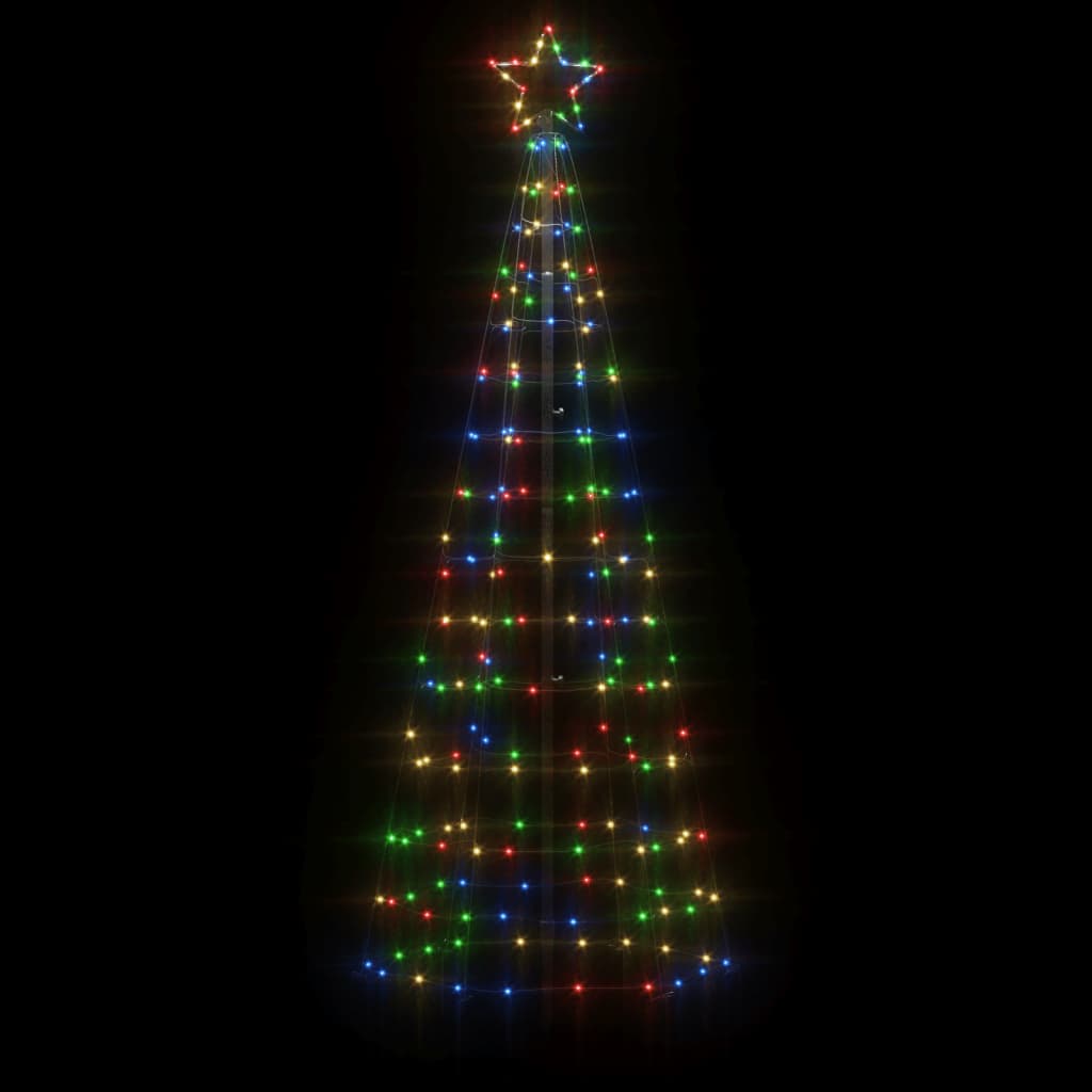 vidaXL koonusekujuline valgustusega jõulupuu 220 LEDi värviline 180 cm