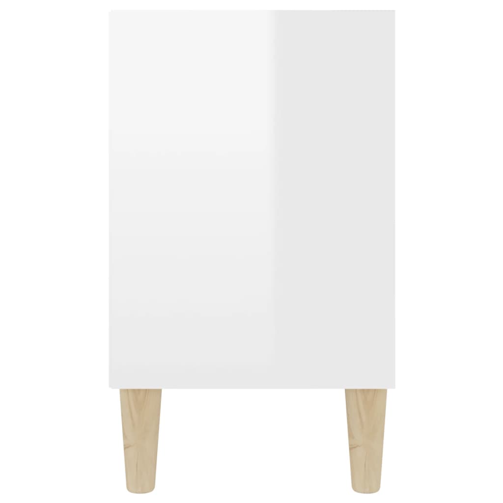 vidaXL puitjalgadega telerikapp, kõrgläikega valge, 103,5x30x50 cm