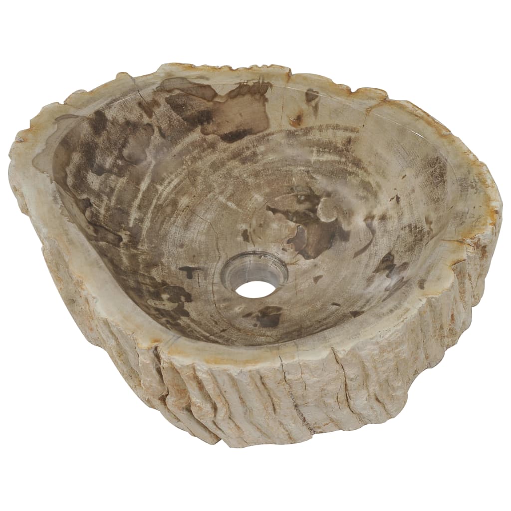 vidaXL valamu 45 x 35 x 15 cm, fossiilidega kivi, kreemjas