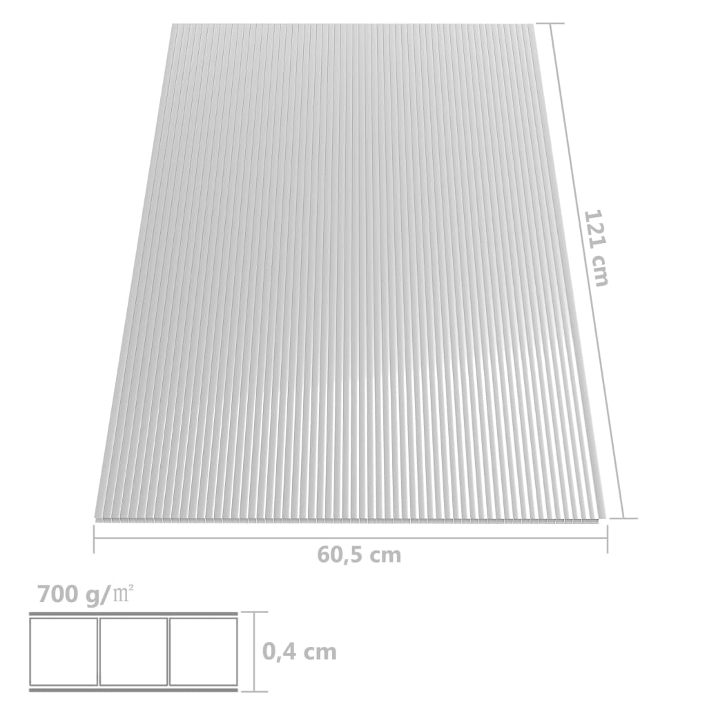 vidaXL polükarbonaadi lehed 8 tk, 4 mm, 121 x 60 cm